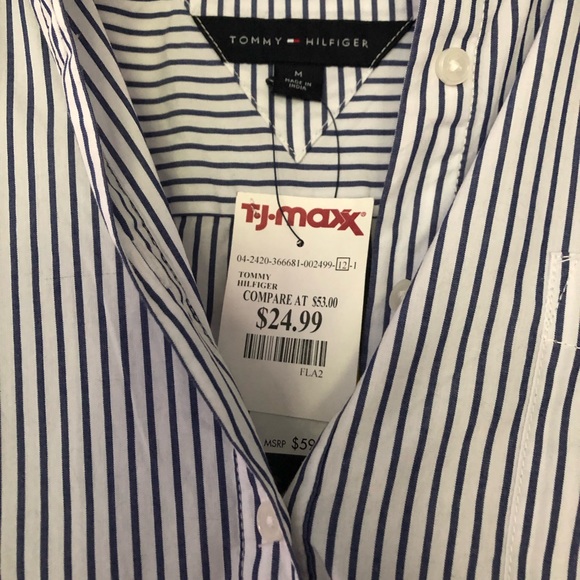 Tommy Hilfiger striped cotton Oxford style pullover size M - Picture 3 of 8